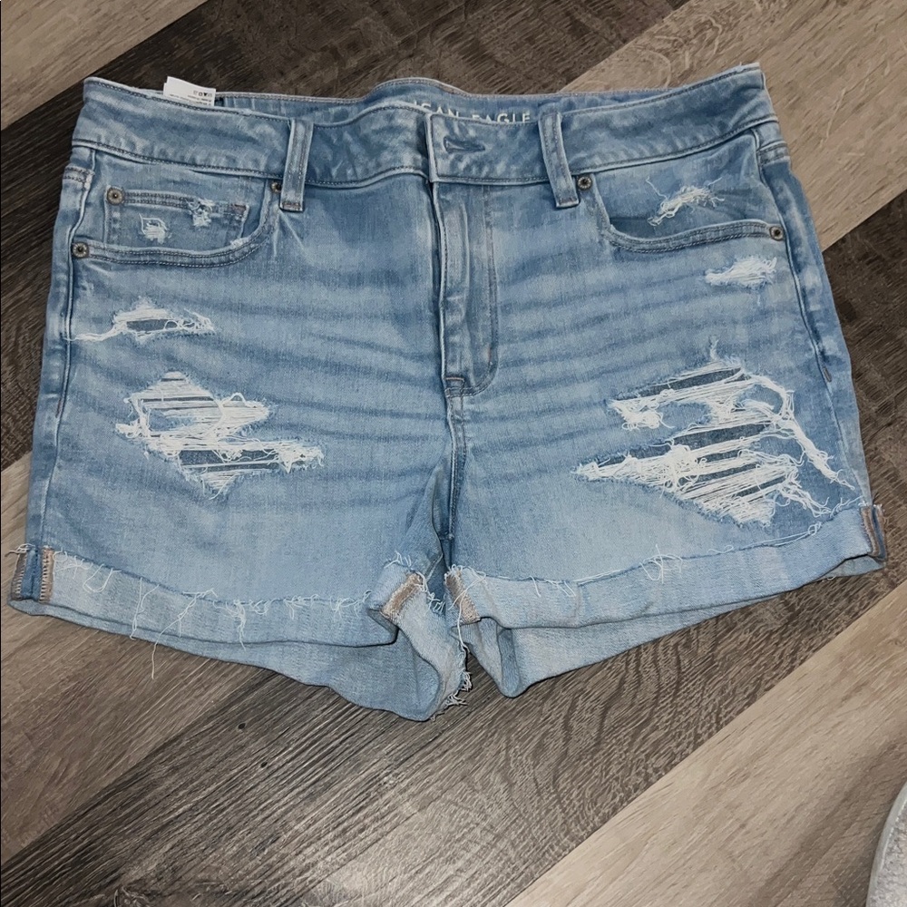 American Eagle Outfitters Light Wash Distressed Denim Shorts